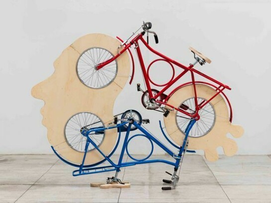 Marepe, Cabeça Ciclica, 2012, Bicycles and wood, 72.4 x 86.2 x 24.8 inches (184 x 219 x 63 cm)
