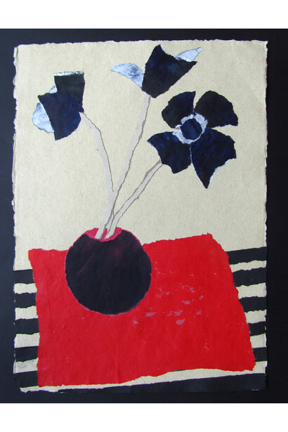 Rosemary Burton, Flower on a red cloth