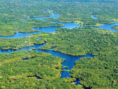 Veduta aerea della Foresta Amazzonica, vicino a Manaus, la capitale dello Stato brasiliano di Amazonas