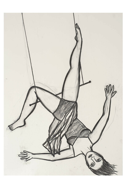 Eileen Cooper, Trapeze II, 2012, Charcoal, 76 x 56 cm © Eileen Cooper. All Rights Reserved, DACS 2015

