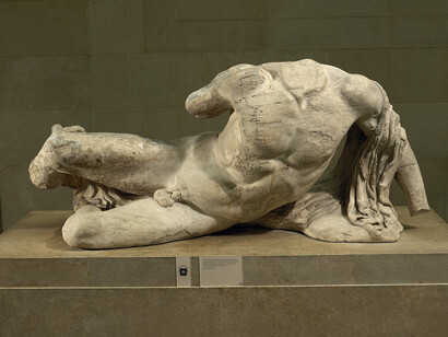 Ilissos. Marble statue from the West pediment of the Parthenon. Designed by Phidias, Athens, Greece, 438BC-432BC. © The Trustees of the British Museum