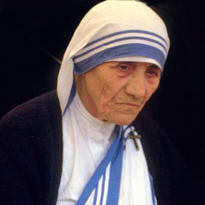 Madre Teresa de Calcuta (26/08/1910-05/09/1997); en una reunión pública pro-vida en Bonn,1986, Alemania