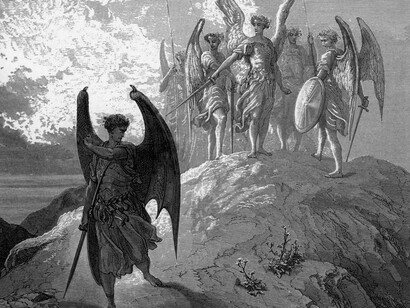 Satán ante Gabriel, ilustración de Gustave Doré para «El paraíso perdido» de Milton 