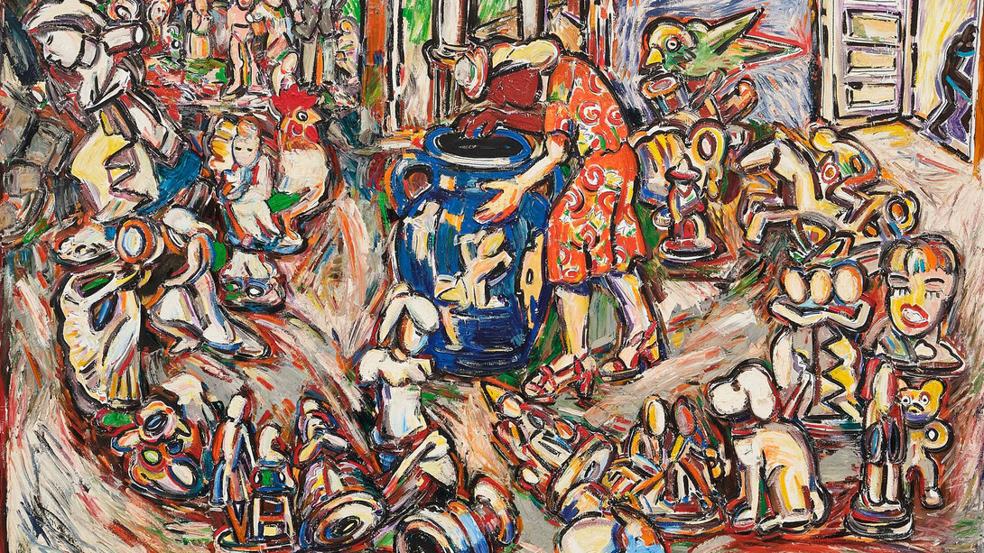 Viola Frey, Studio view: woman and vase, 1982. Courtesy of The Pit 