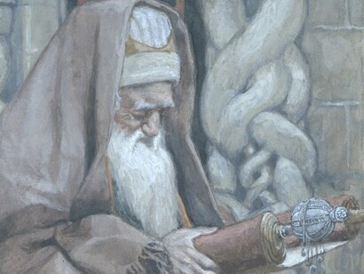 James Tissot: «El anciano Simeón leyendo la Torá (detalle)», 1886-1894, Museo de Brooklyn