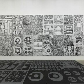 Matt Mullican, Stone Video Rubbing Wire,
Installation view Massimo De Carlo, Milano, 2013, Photo by Roberto Marossi, Courtesy Massimo De Carlo, Milano/London