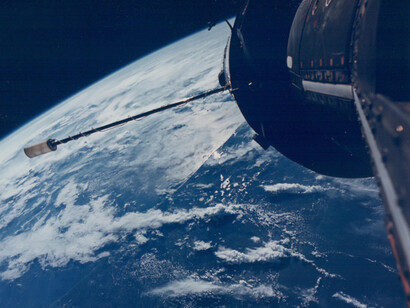 Central Florida, Cape Kennedy at centre left, Gemini 11, 14 September 1966, Vintage chromogenic print, c.20 x 25 cm, NASA S65-54565, Breese Little