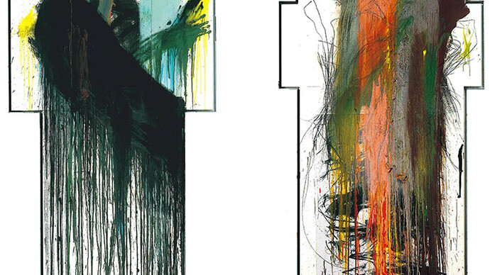 Arnulf Rainer, Croce, 1988-89,olio su tavola e Croce, 1988-89, olio e gessetto ad olio su tavola