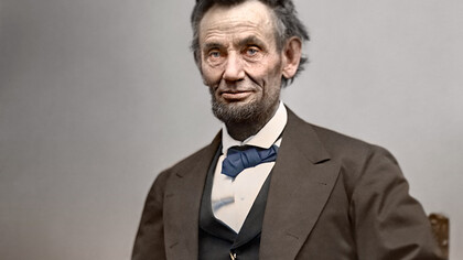 Abraham Lincoln photographed by Alexander Gardner, Colorization by Chris Harrington