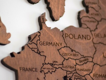 França, Alemanha e Polônia no mapa da Europa