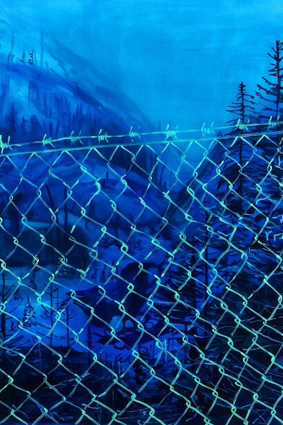 Lucy Smallbone, Fence, 2018, Signed, Titled, Oil on board, 80x60