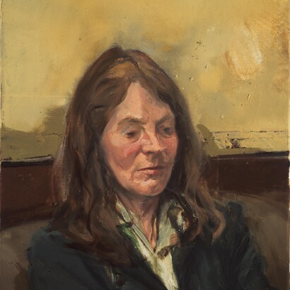 Michael Andrews. Portrait of Jane Michael, 1989-1991. London Painters installation view, photograph by Mike Bruce