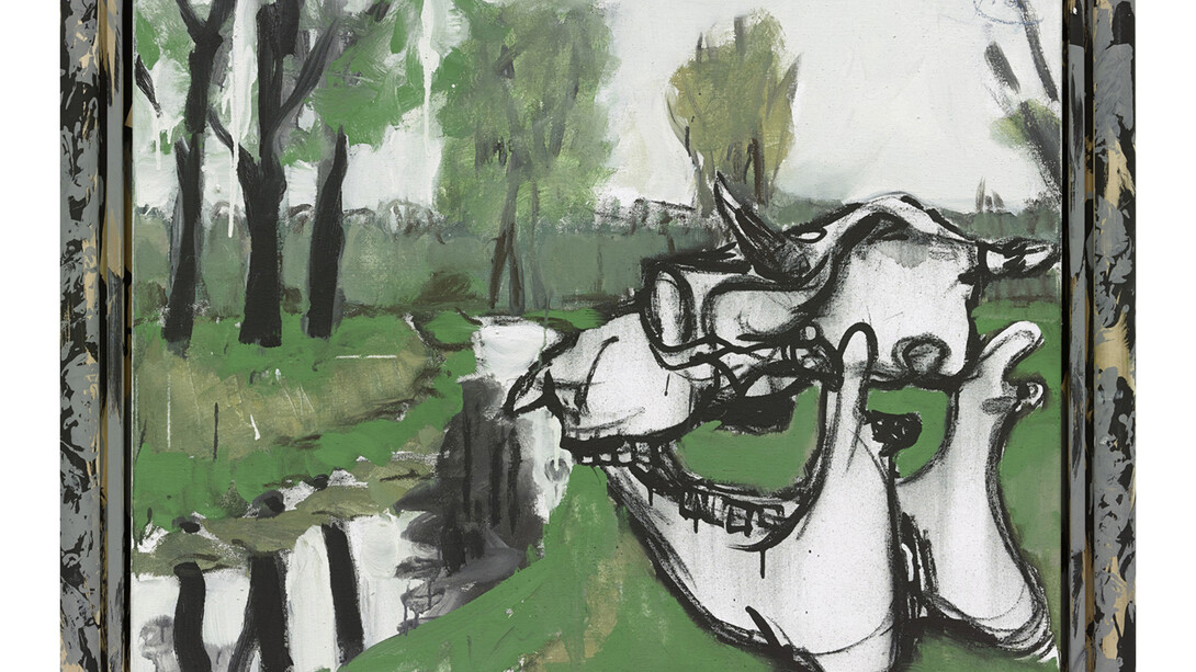 Markus Lüpertz, "Dreiklang", 2014, Mixed media on canvas in artist frame, 81 x 100 cm, 32 x 39 1/3 in.