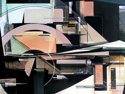 Augustine Kofie, They Knew I had wounds from platoons of the stars, 100 x 100 cm, mixed media on canvas