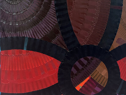 June Edmonds, Just in Time (detail), 2023. Acrylic on canvas, 56 x 40 in. Courtesy of the artist and Luis De Jesus Gallery