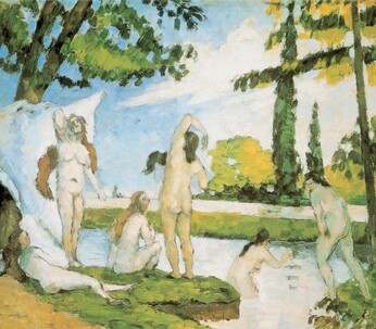 Paul Cézanne, Badende, 1874-1875, Öl auf Leinwand, 38,1 x 46 cm. The Metropolitan Museum of Art, New York