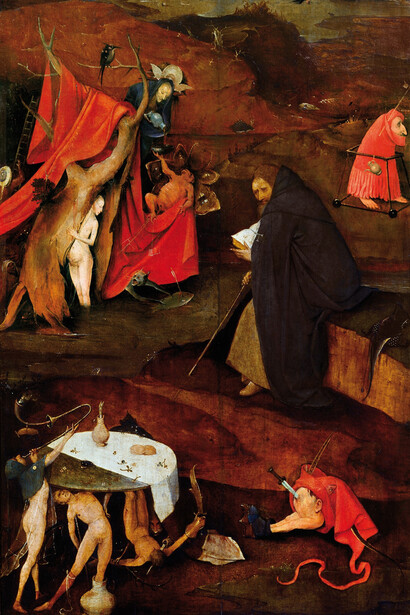 El Bosco; Tríptico de las tentaciones de san Antonio, Museo Nacional de Arte Antiguo, Lisboa, Portugal (detalle del panel derecho)