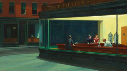 Nighthawks di Edward Hopper, olio su tela, 1942