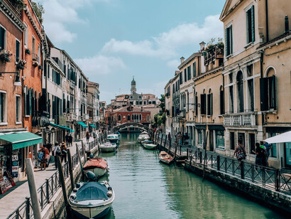 A beautiful day on the canals of Venice, Italy