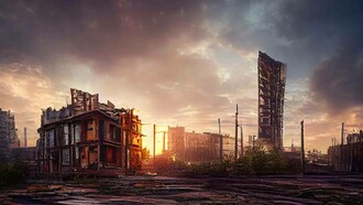 A city destroyed by mankind and now left in ruins