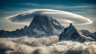 Tranquil scene of majestic mountain range with dramatic sky