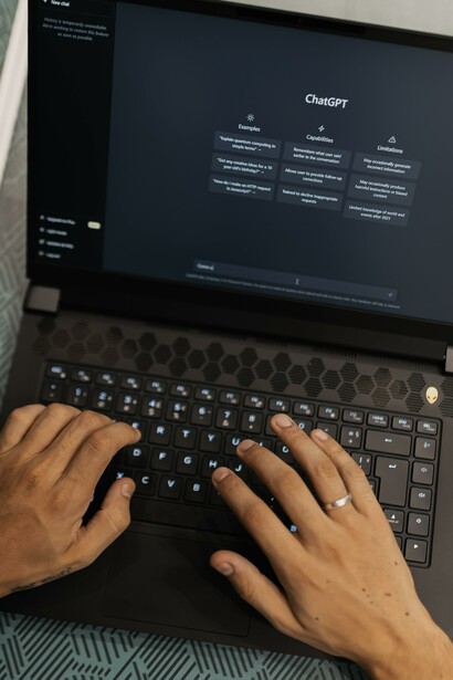 A person using ChatGPT on their laptop 