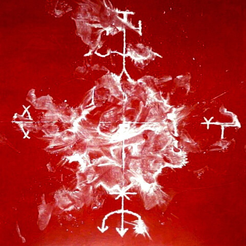 John Cussans & Roberto Peyre, +HRdpN+)(BANBHAMOOIRA+, (Pronto for Banbha Mooira), 2012 - present, Talcum powder, 100 x 100 cm 1.1