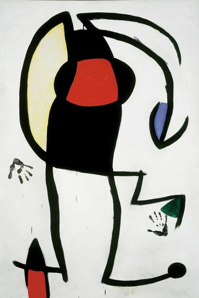 Joan Miró - Femme dans la rue, 1973 - Olio, guazzo e acrilico su tela, 195 x 130 cm - Fundació Pilar i Joan Miró, Mallorca © Successió Miró by SIAE 2012. Foto: © Joan Ramón Bonet & David Bonet / Cortesía Archivo Fundació Pilar i Joan Miró a Mallorca