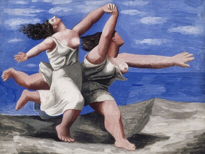 Deux femmes courant sur la plage (la course) [Eté 1922]. Gouache sur contreplaqué, 32,5 x 41,1 cm. Dation en 1979. Inv.: MP78© RMN-GP/Jean Gilles Berizzi © Succession Picasso 2014