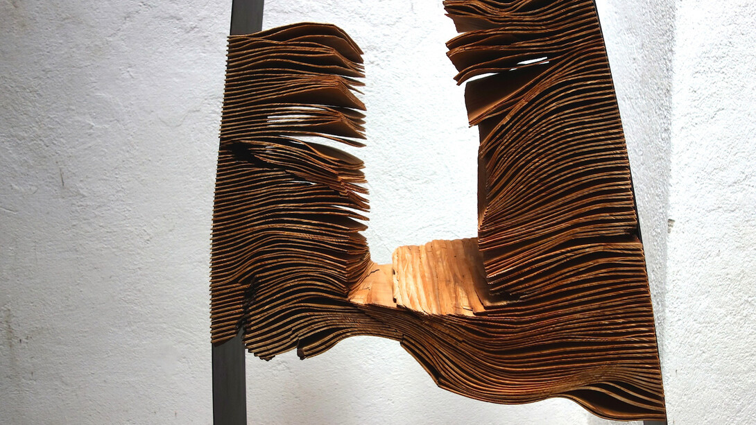 Herbert Golser, Twin (detail), 2014-15, pear wood, steel, 73 x 30 x 171 cm