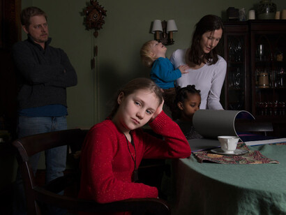Jessica Todd Harper, Isabell in the dining room, Archival ink jet print. The following work is available: 16 x 20 inches, edition of 10, 32 x 40 inches, edition of 10