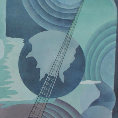 Benedetta Cappa, particolare di uno dei 5 pannelli di grandi dimensioni (raffiguranti le comunicazioni terrestri, marine, aeree, telegrafiche, radiofoniche) dipinti nel 1938 per la Sala del Consiglio del palazzo delle Poste di Palermo, Italia