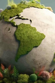 Earth globe covered in green