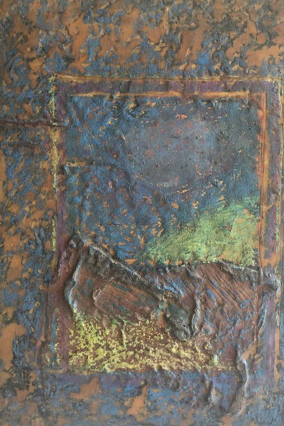 Zahoor ul Akhlaq, Untitled, ca. 1991, mixed media on board, 9 x 12 3/4 inches (22.9 x 32.4 cm). Courtesy of the artist and Peter Blum Gallery, New York