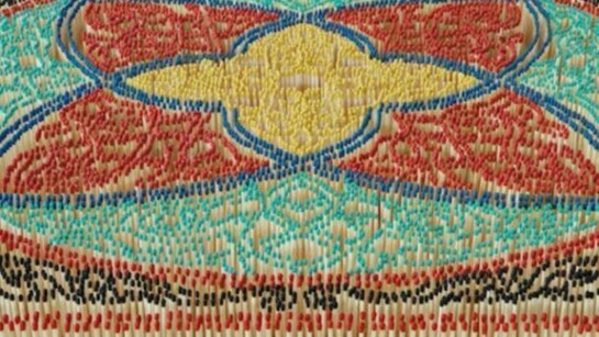 Khayameya, 2012,  matches on wood, Plexiglas  100 x 100 cm