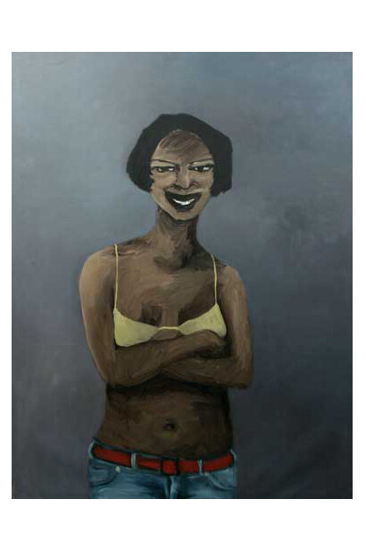 Lynette Yiadom-Boakye, Heaven Help Us All, 2005, Oil on canvas, 212 x 162.5 cm, Collection of Jeremy Levison