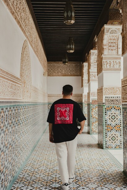 Man in Ben Youssef Madrasa in Marrakesh, Morocco