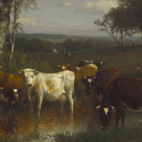 James McDougal Hart (American, 1828-1901), Landscape with Cows, 1887, oil on canvas.