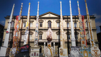 Nola, Campania, Italia. La Festa dei Gigli è una festa tradizionale e religiosa che si tiene a Nola da centinaia di anni in onore di San Paolino, compatrono della città