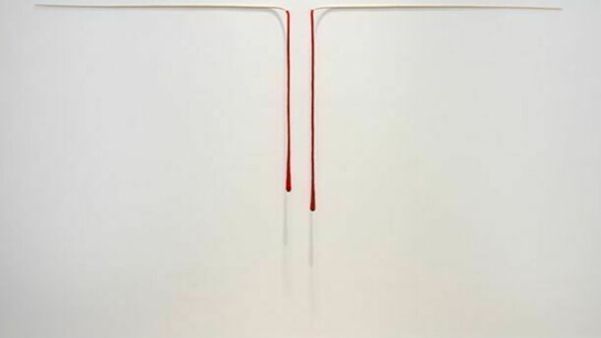 Seth Koen, Agape, 2014 Wood, cotton, 77w x 5.5d x 30h in.