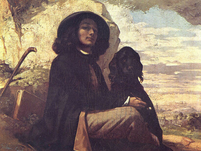Gustave Courbet - Autoritratto con un cane nero