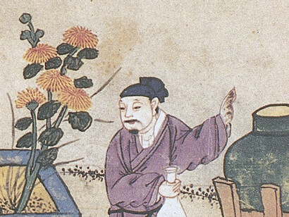 Illustration of the cultivation of grapes and winemaking in Materia Dietetica (Shiwu Bencao 食物本草), Ming dynasty (1368–1644)