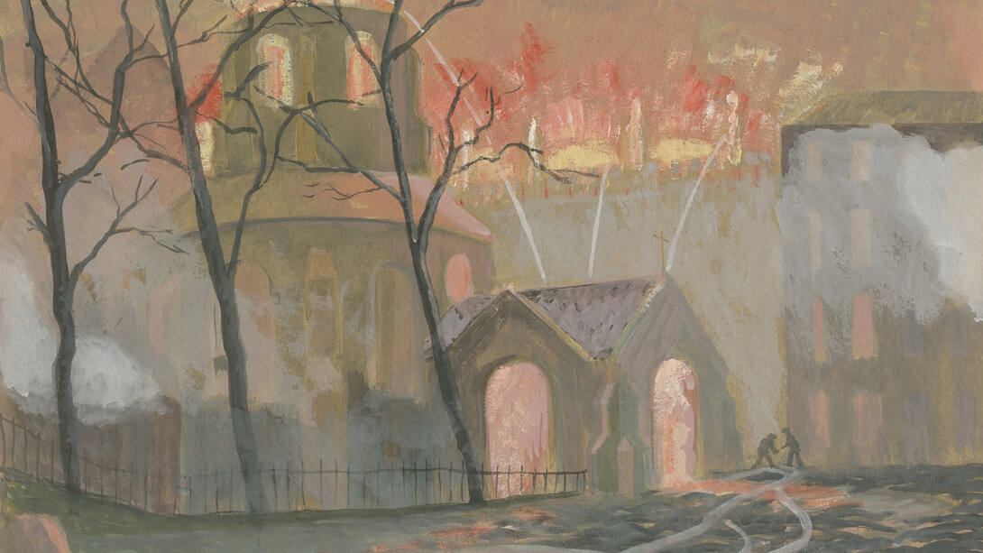 Brian Gilks, In the Temple (1941–1942). Beaverbrook Collection of War Art Canadian War Museum.