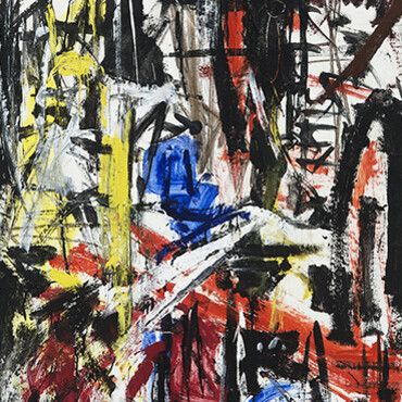 Immagine del tempo 1957 (dettaglio) – T. 1957
200,5 x 85 cm - Pittura a tempera, carboncino su carta intelata - Photo Vittorio Pavan, Venezia
Ⓒ Fondazione Emilio e Annabianca Vedova, Venezia


