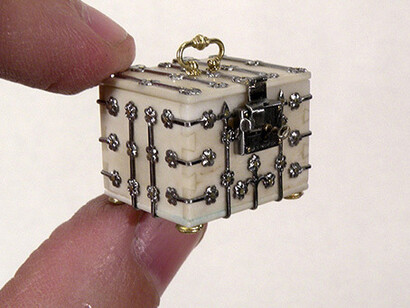 Wm. R. Robertson, Bone Chest, 2013, 15th century bone and iron chest, working lock and 80 rosettes with brass rivets, 1 x 3/4 x 3/4 “ 