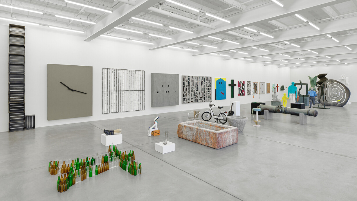 Valentin Carron, The slope (Works 2005–2026), exhibition view. Courtesy of Galerie Eva Presenhuber