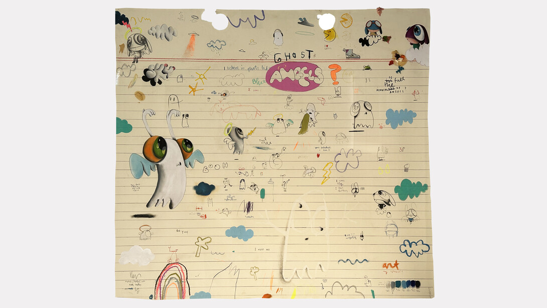 Edgar Plans, Ghosts art notes, 2023. Mixed media on paper, 140 x 155 cm. Courtesy of Villazan Madrid