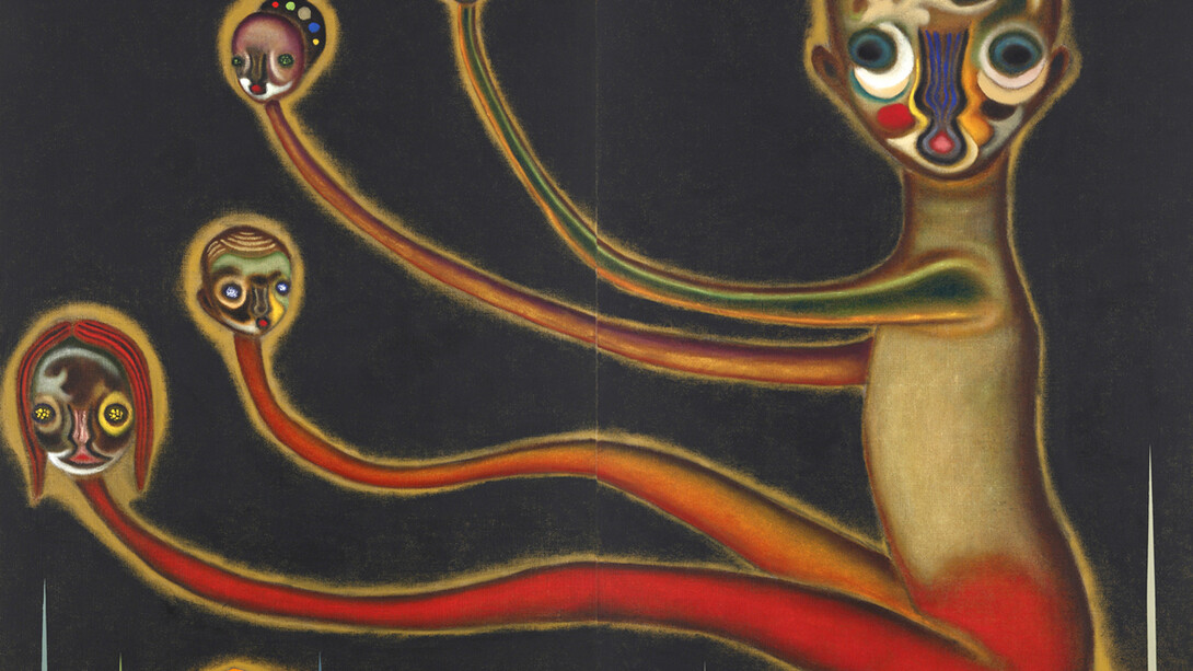Izumi Kato, Untitled, 2012, Huile sur toile, 76 1/2 x 102 1/2 inches / 194 x 260,6 cm (en 2 panneaux), Photo: Ikuhiro Watanabe, Courtesy Galerie Perrotin
