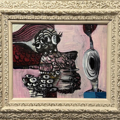 Deborah Buck, Blink of an Eye, 2023, acrylic, sumi ink on board, 25x31 inches. Courtesy of Jennifer Baahng, NYC