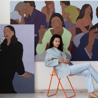 Jenya Datsko in her studio. Courtesy of the artist and VLAB Gallery